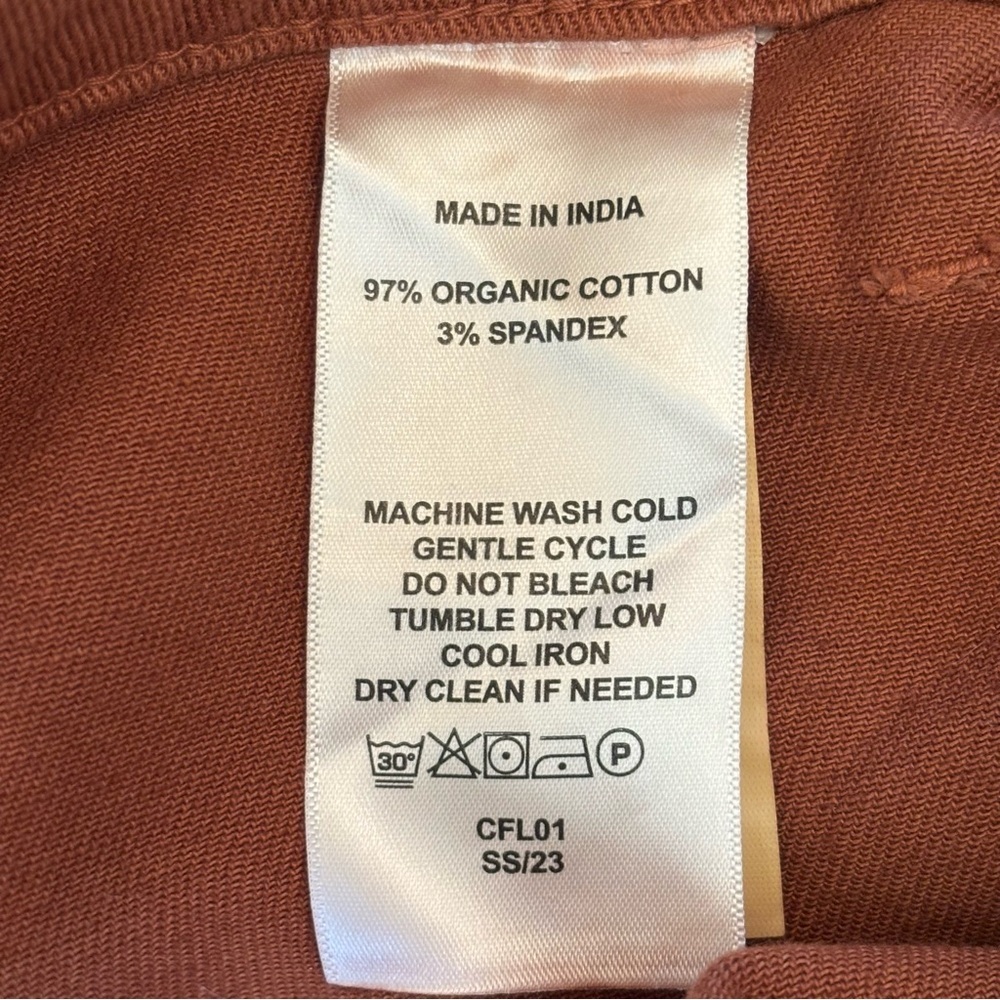 Organic Stretch Cotton Twill Straight Leg Cropped Pants, Rust Color, Size 27 - Picture 12 of 15